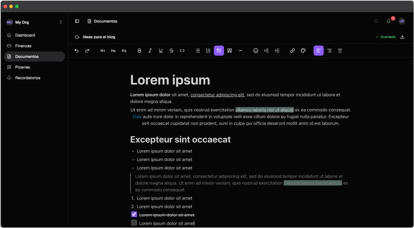Editor web de documentos basado en bloques de Nottrix