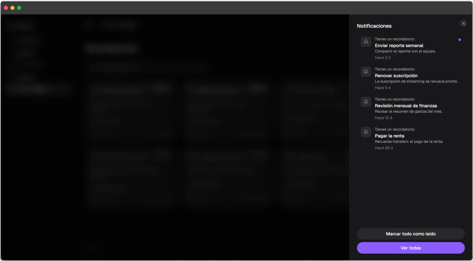 Panel web de recordatorios y notificaciones de Nottrix
